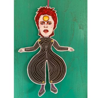 Sprællemand i karton -Spræller David Bowie (black outfit)