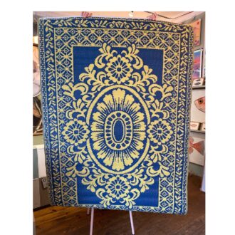 Plasttæppe - Blå/Cremegul 120*180