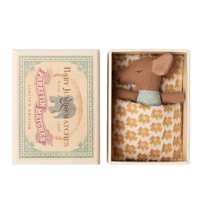 Maileg - Sove/vågen baby mus i tændstikæske - Blå