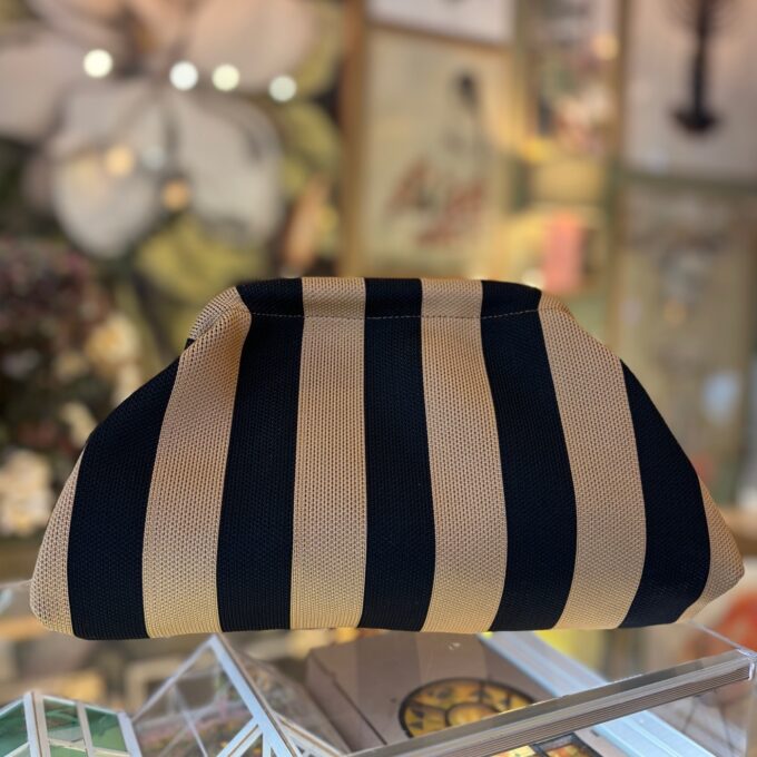 Clutch - Sort – Beige Stribet