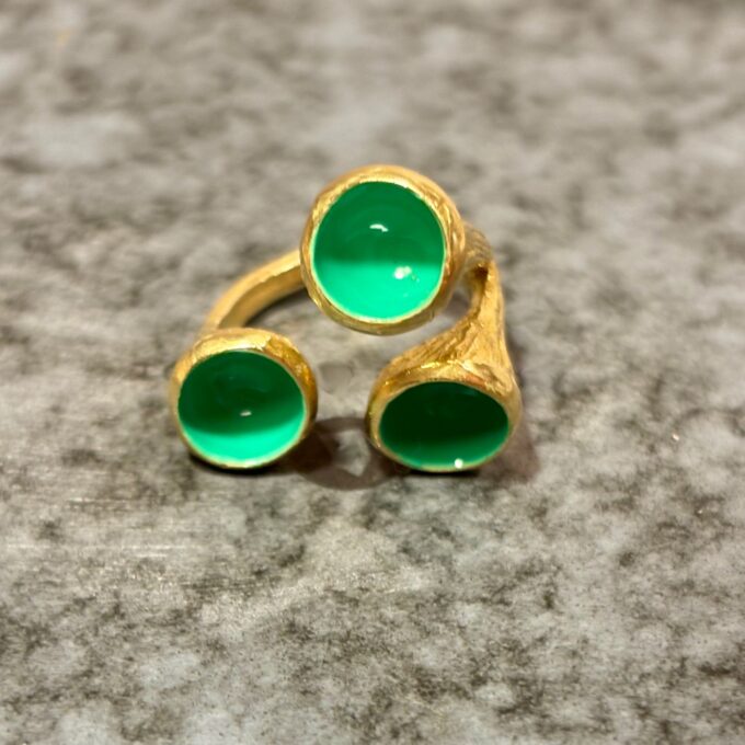 Ring - Eyelash - Smaragdgrøn/Guld