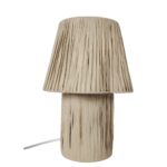 Bordlampe Lys Grøn – Naturligt Raphia-Look