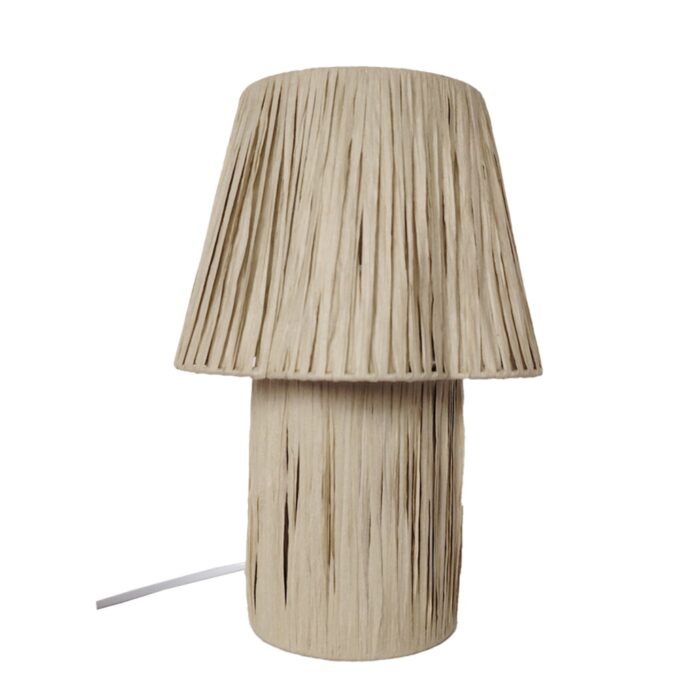 Bordlampe Lys Grøn – Naturligt Raphia-Look