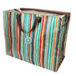 Jumbo opbevaringspose i genbrugsplast - Retro 70’er striber