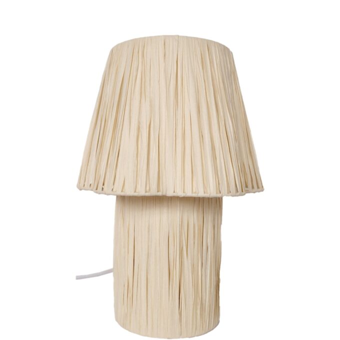 Bordlampe Lys Beige – Naturligt Raphia-Look
