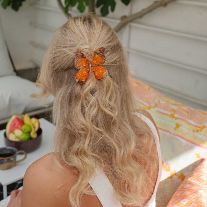 Hårklemme - Orange Sommerfugl