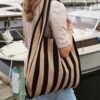 Taske - Sort/Beige Stribet