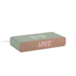 Retro Flat LED Vækkeur - Trådløs Opladning – Grøn