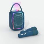 Karaoke-Højttaler Med Lys Og 2 Mikrofoner - Navy Blue